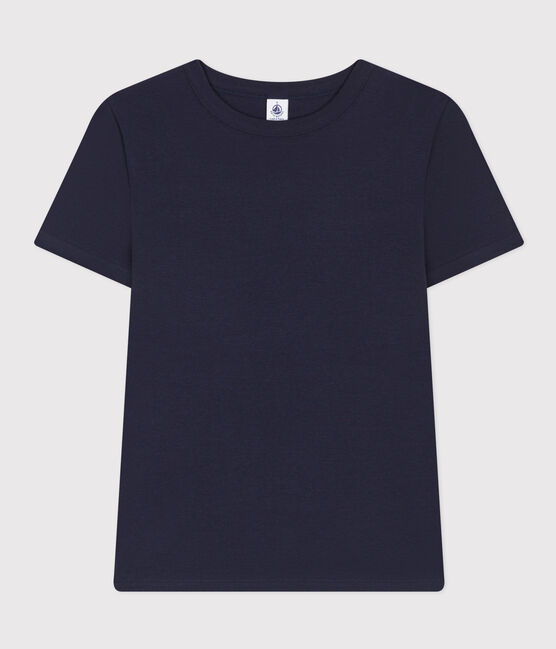 Eng anliegendes T-Shirt mit Rundhalsausschnitt aus Baumwolle für Damen blau SMOKING