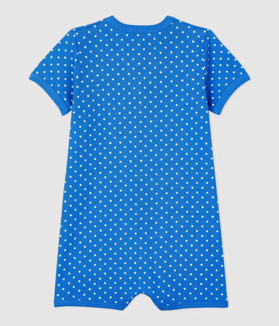 Kurzer Baby-Einteiler aus Bio-Baumwolle mit Pünktchenmuster blau BRASIER/grau MARSHMALLOW