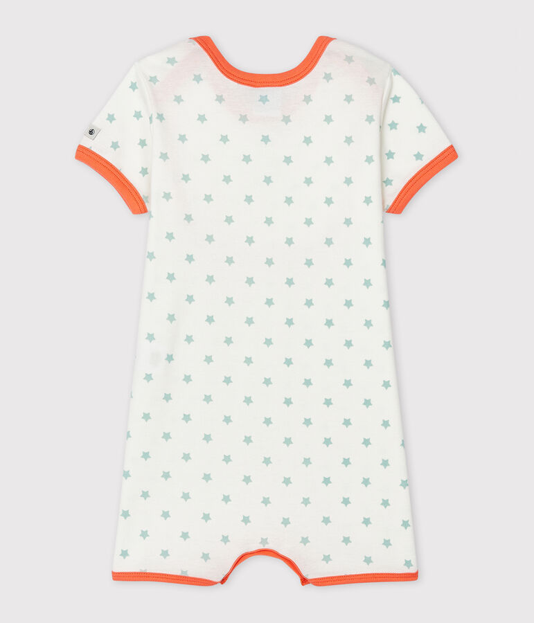 Baby-Kurzoveralls aus Rippstrick f&uuml;r Jungen weiss/blau