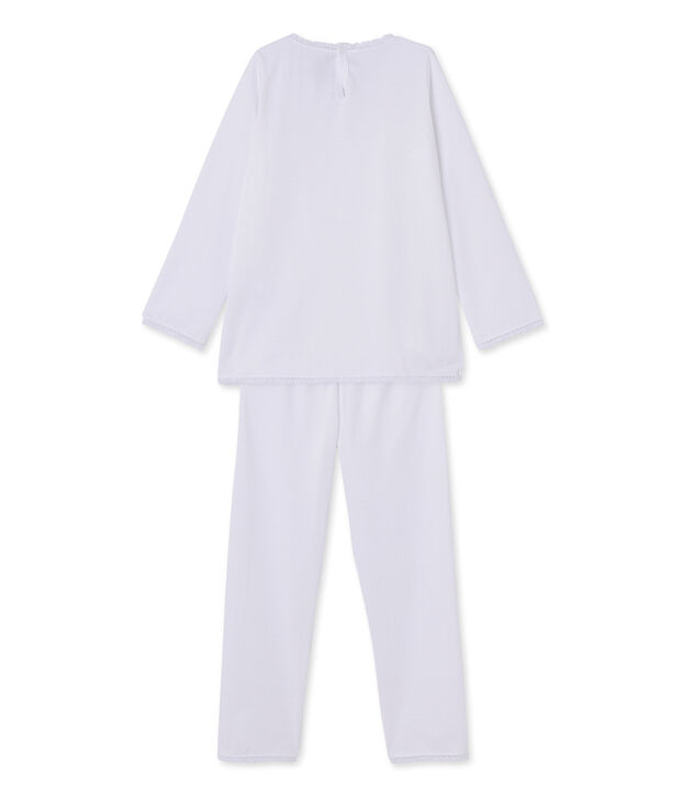 Pyjama fille &agrave; pois weiss