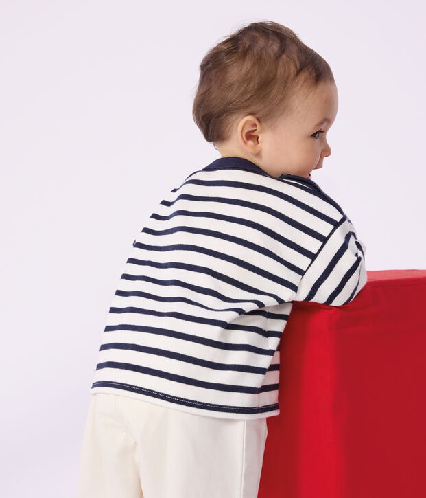 Ikonisches Baby-Streifenshirt Marini&egrave;re aus Baumwolle weiss/blau