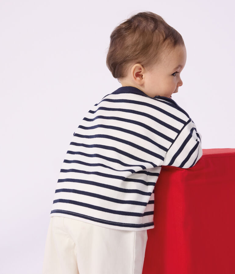 Ikonisches Baby-Streifenshirt Marini&egrave;re aus Baumwolle weiss/blau