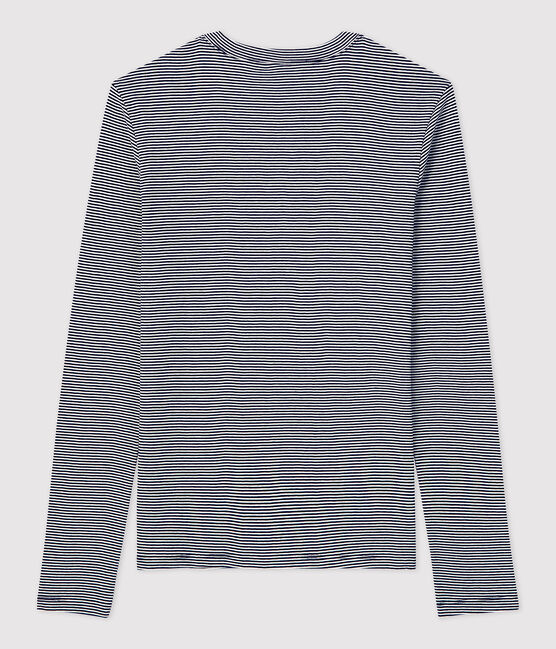 Eng anliegendes T-Shirt mit Rundhalsausschnitt aus Bio-Baumwolle für Damen blau SMOKING/weiss MARSHMALLOW