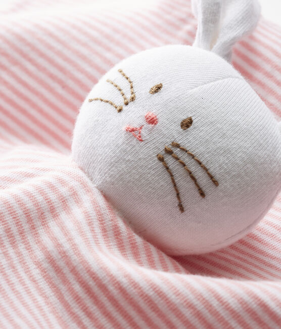 Katoenen knuffelkonijn voor baby's rosa CHARME/weiss MARSHMALLOW