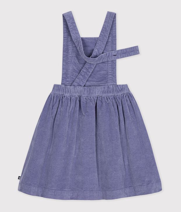 Kinder-Latzkleid aus einfarbigem Feincord violett