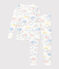 Körpernaher Kinderpyjama aus Baumwolle mit Regenbogen-Printmotiv weiss MARSHMALLOW/weiss MULTICO