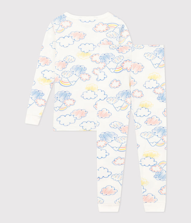 K&ouml;rpernaher Kinderpyjama aus Baumwolle mit Regenbogen-Printmotiv weiss/vielfarbig