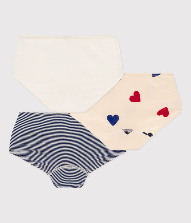 3er-Set Shortys aus Baumwolle mit drei Herzen f&uuml;r M&auml;dchen vielfarbig