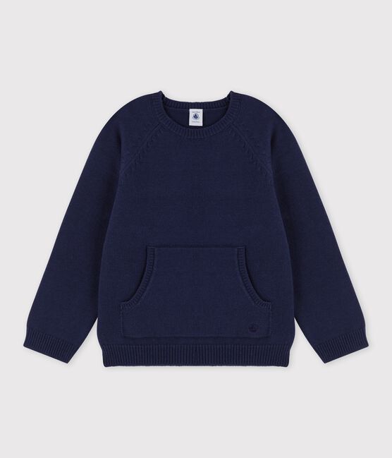 Kinderpullover aus Wolle und Baumwolle für Jungen blau SMOKING