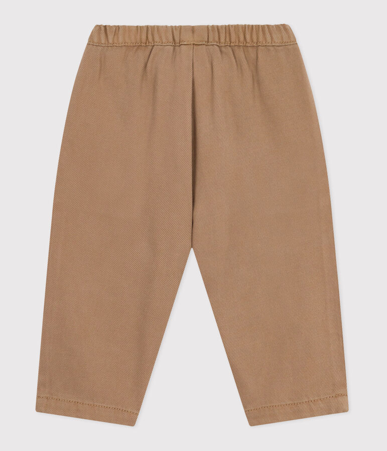 Baby-Hose aus einfarbiger Baumwolle mit Aufn&auml;her im Cargo-Stil beige