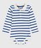Baby-Body mit Polokragen aus gestreifter Baumwolle  blau MILK/ OLYMPIC