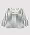 Langärmelige Baby-Bluse für Mädchen weiss MARSHMALLOW/blau SMOKING