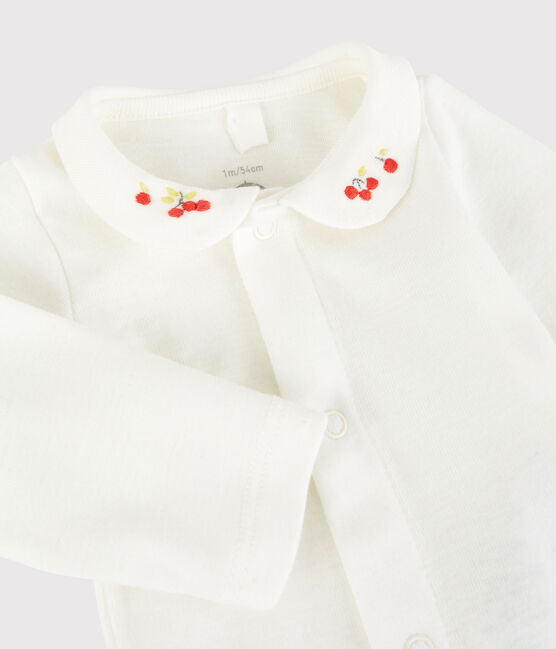 Baby-Body aus Bio-Baumwolle mit besticktem Kragen weiss MARSHMALLOW