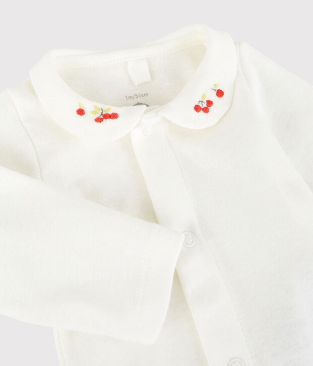Baby-Body aus Bio-Baumwolle mit besticktem Kragen weiss