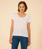 T-Shirt Le Droit aus Leinen mit Rundhalsausschnitt, Damen weiss ECUME