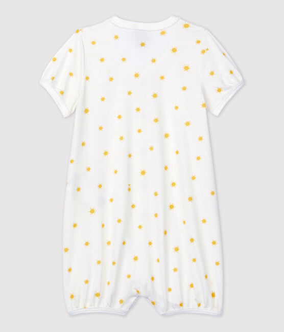 Kurzer Baby-Einteiler aus Bio-Baumwolle mit kleinen Sonnen weiss MARSHMALLOW/ ORGE