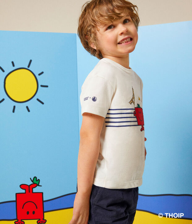 Kinder-T-Shirt Mr. Men und Little Miss  aus Baumwolle weiss