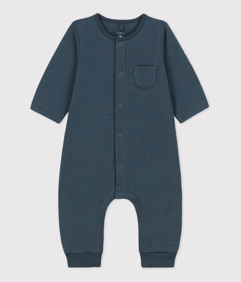 Langer unifarbener Baby-Overall aus Bio-Doppeljersey grau
