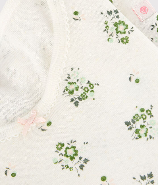 Kinder-Kurzpyjama aus Baumwolle und Leinen für Mädchen weiss MARSHMALLOW/weiss MULTICO