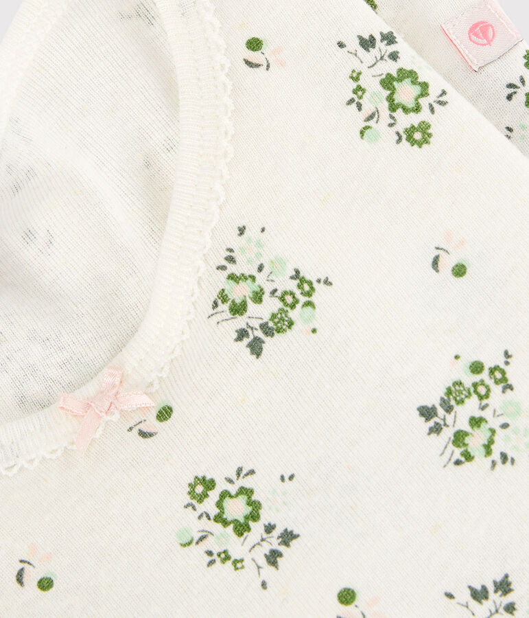 Kinder-Kurzpyjama aus Baumwolle und Leinen f&uuml;r M&auml;dchen weiss/vielfarbig