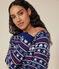 Damen-Pullover aus Woll-und Baumwolljacquard blau MEDIEVAL/weiss MULTICO