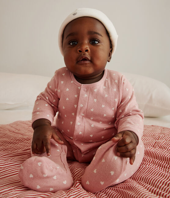 Baby-Bodyjama aus Doppeljersey mit kleinen Herzen rosa CHARME/weiss MARSHMALLOW
