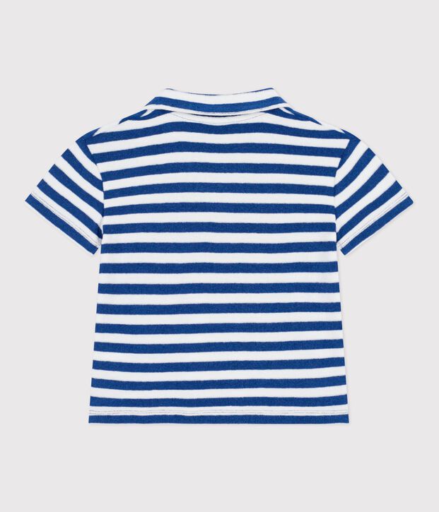 Kurz&auml;rmeliges Kinder-Poloshirt aus Baumwolle blau/weiss
