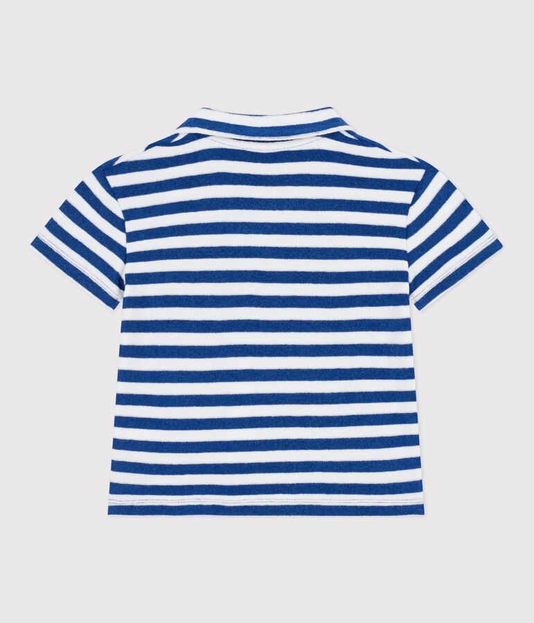 Kurz&auml;rmeliges Kinder-Poloshirt aus Baumwolle blau/weiss