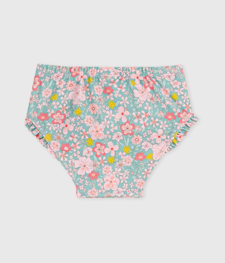 Baby-Badehose mit R&uuml;schen und Blumenmuster blau/vielfarbig