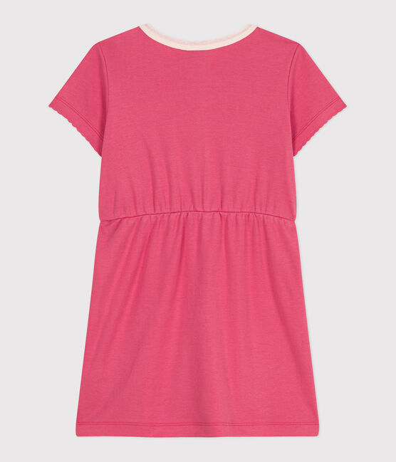 Kurzärmeliges Kinder-Kleid aus einfarbiger Baumwolle  rosa PEONIA
