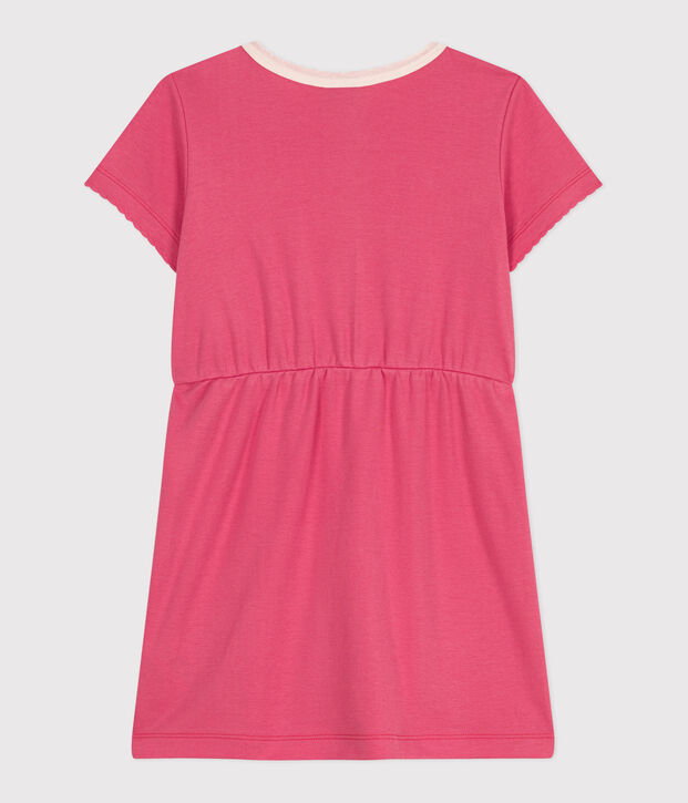 Kurz&auml;rmeliges Kinder-Kleid aus einfarbiger Baumwolle rosa