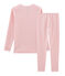 Sehr eng anliegender Rippstrick-Pyjama für kleine Mädchen rosa CHARME/weiss MARSHMALLOW