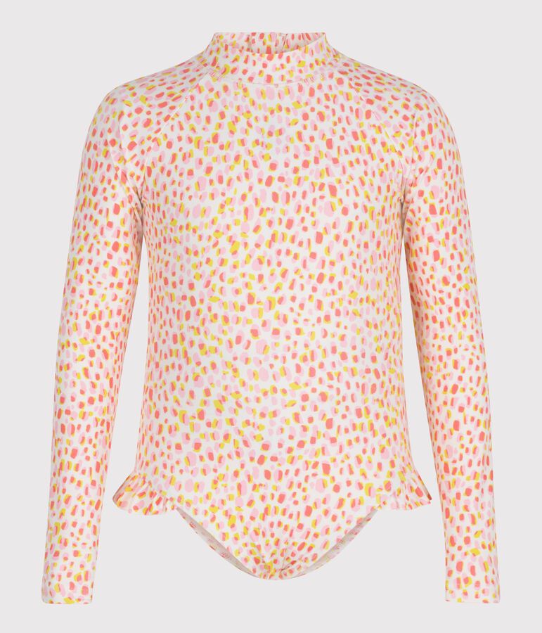 Lang&auml;rmeliger einteiliger Kinder-Badeanzug mit Muster weiss/vielfarbig