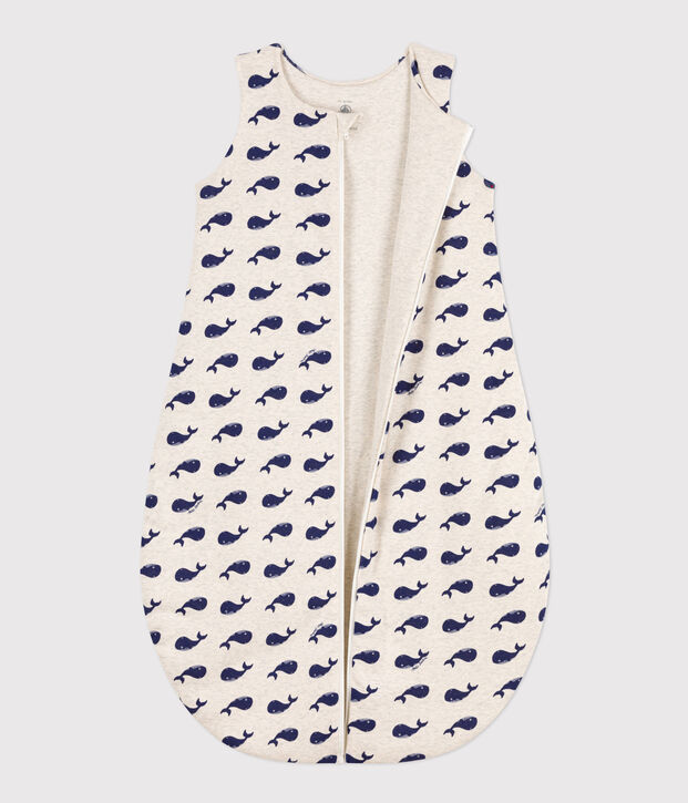 Baby-Schlafsack aus Baumwolle mit Walmotiv TOG 2 beige/blau