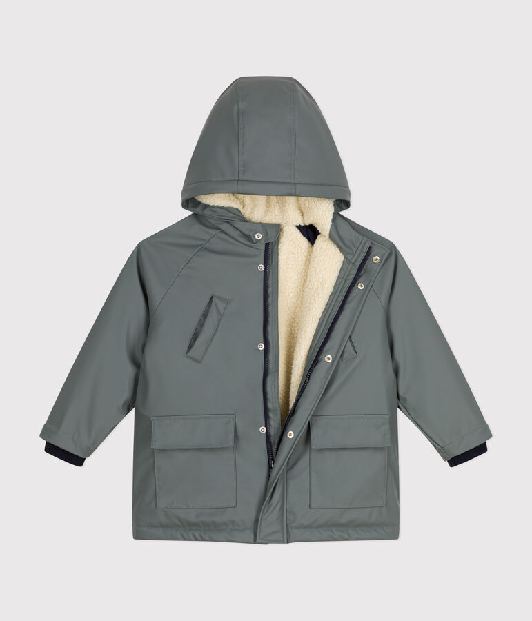 Warme Kinder-Regenjacke aus Sherpa f&uuml;r M&auml;dchen und Jungen gr&uuml;n THUYA