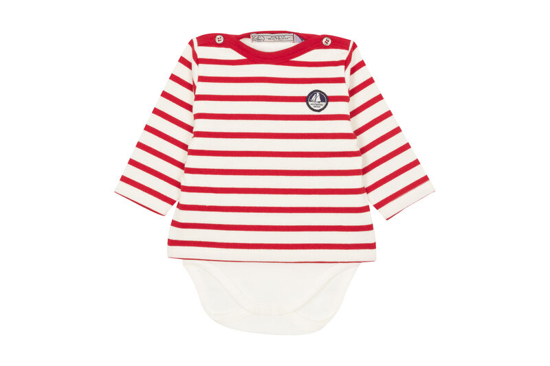 Klassisches Baby Jungen Streifenshirt weiss MARSHMALLOW/rot TERKUIT
