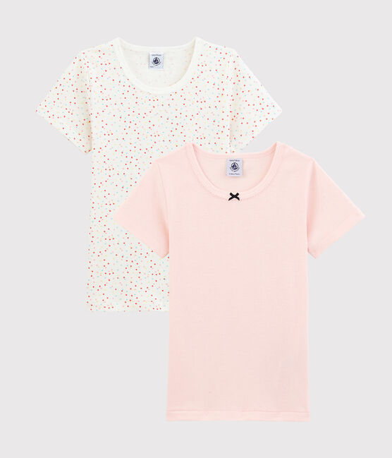 2er-Set kurzärmelige T-Shirts aus Bio-Baumwolle mit buntem Polka-Dot-Muster für Mädchen variante 1