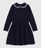 Langärmeliges Kinder-Kleid aus Baumwolle blau SMOKING