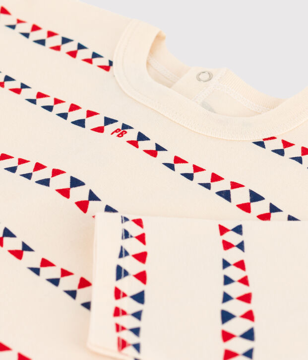 Lang&auml;rmeliges gemustertes Baby-T-Shirtaus Baumwolle naturfarben/vielfarbig