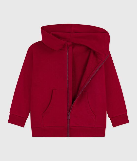 Kinder-Sweatshirt mit Reißverschluss aus einfarbiger Baumwolle AMARANTE