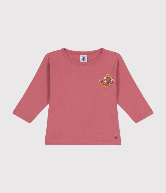Langärmeliges Baby-T-Shirt aus Baumwolle rosa ROSEWOOD