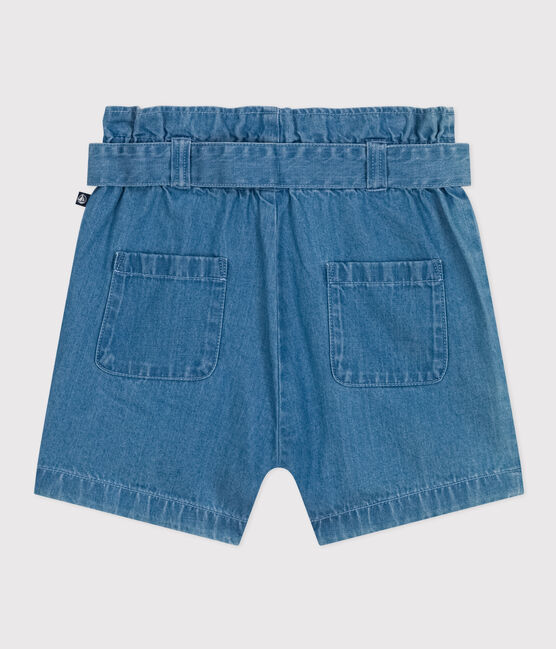 Kinder-Shorts aus leichtem Denim für Mädchen blau DENIM CLAIR