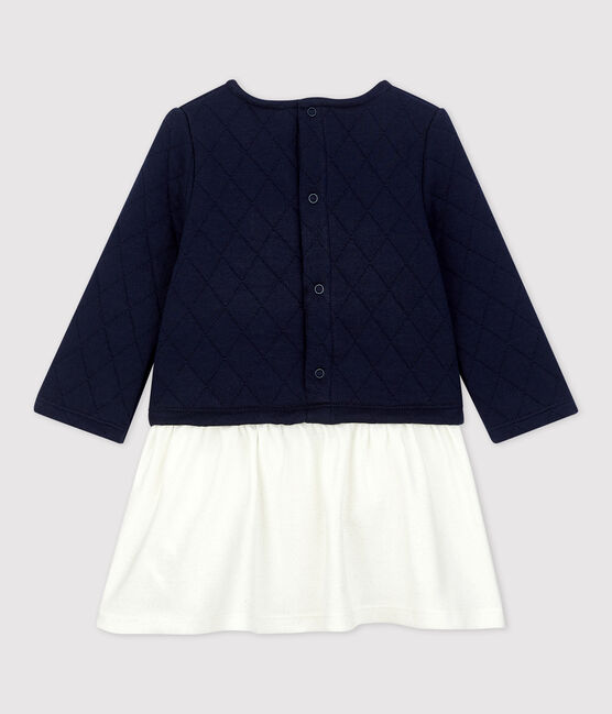 Gestepptes Baby-Kleid für Mädchen blau SMOKING/weiss MARSHMALLOW