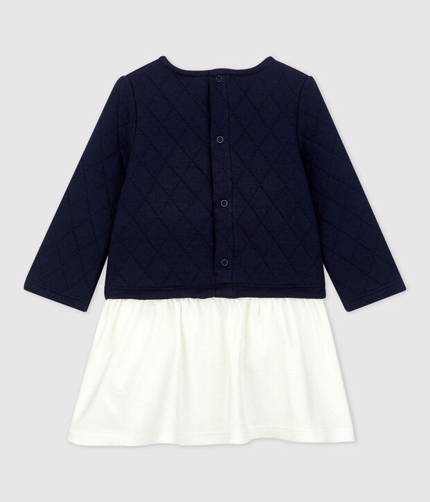 Gestepptes Baby-Kleid f&uuml;r M&auml;dchen blau/weiss