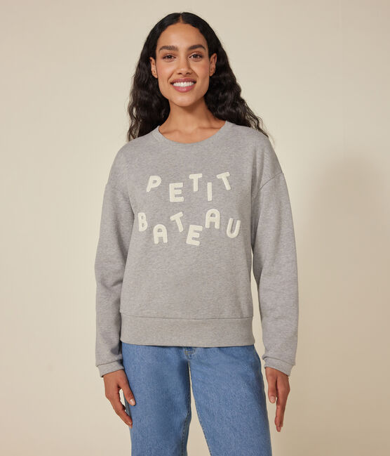 Damen-Sweatshirt aus Molton grau CHATON CHINE