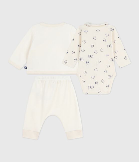 3-teiliges Baby-Set mit Wickeljacke und dazu passendem Body mit Pinguin-Motiv naturfarben MILK