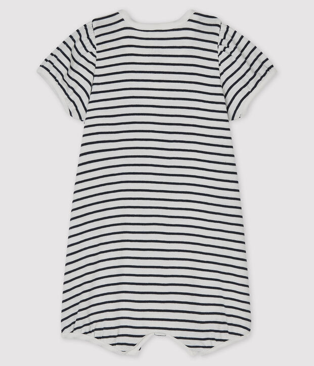 Baby-Spieler aus Rippstrick f&uuml;r M&auml;dchen weiss/blau