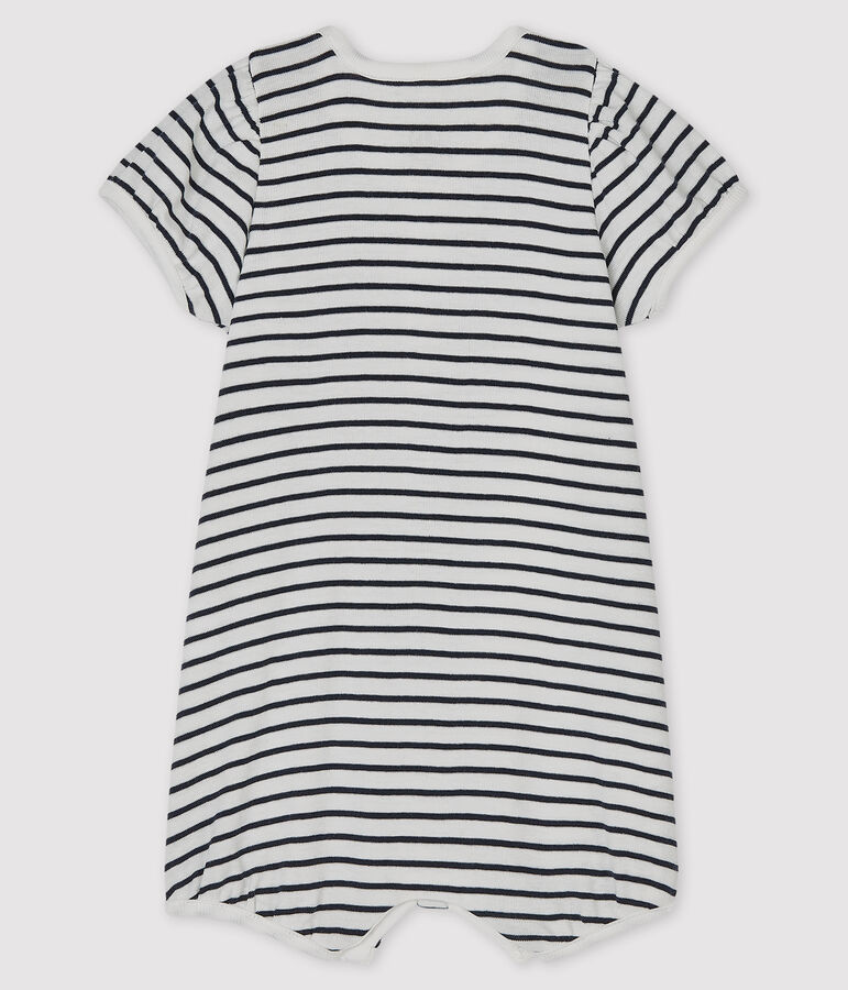 Baby-Spieler aus Rippstrick f&uuml;r M&auml;dchen weiss MARSHMALLOW/blau SMOKING