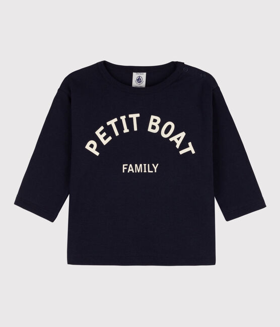 Langärmeliges Baby-T-Shirt aus Baumwolle blau SMOKING