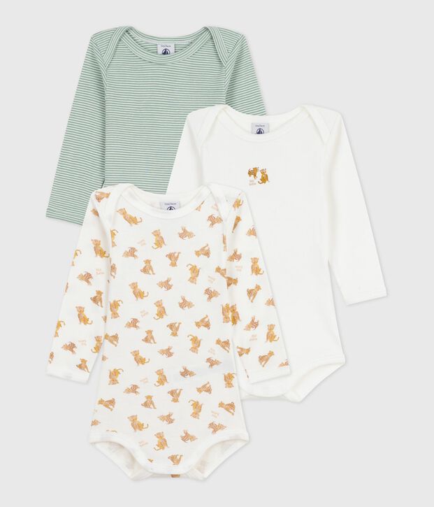Set lang&auml;rmeliger Baby-Bodys aus Baumwolle mit Leoparden-Motiv vielfarbig